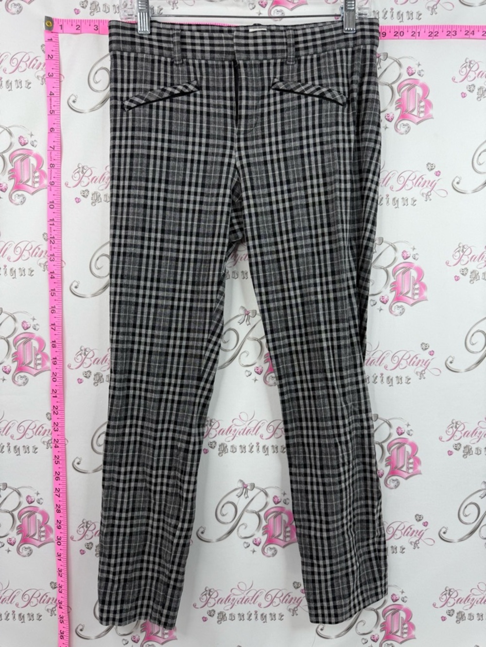 GAP pants signature skinny ankle gingham Black and Gray Plaid Slim Trousers